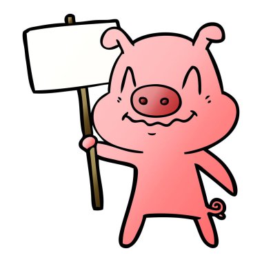 gergin çizgi film domuz vektör çizim