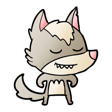 vektör çizim dostu karikatür kurt