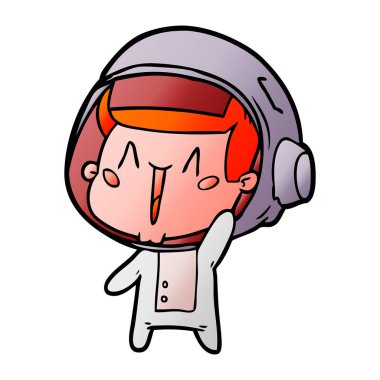 mutlu karikatür astronot vektör çizim