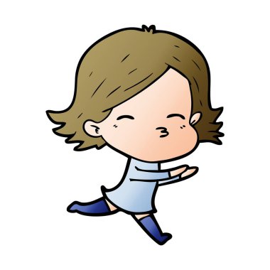 Çizgi filmdeki kadının vektör çizimi