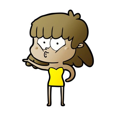 vektör çizim karikatür kız ıslık