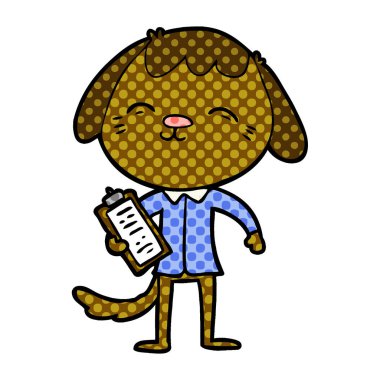 mutlu karikatür office çalışan köpek