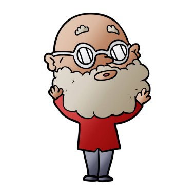 çizgi film meraklı adam sakal ve gözlük