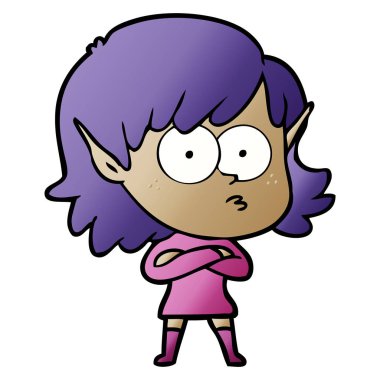 çizgi film elf kızı bakıyordu