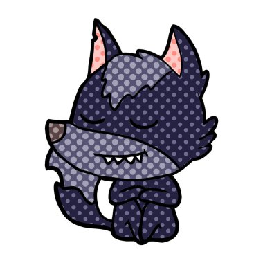 oturan dostu karikatür kurt