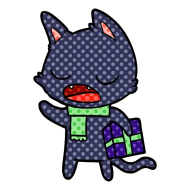  kedi karikatür konuşma vektör çizim