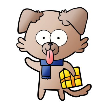 köpek Noel hediyesi ile çizgi film