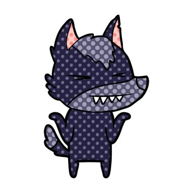 vektör çizim öfkeli wolf çizgi film