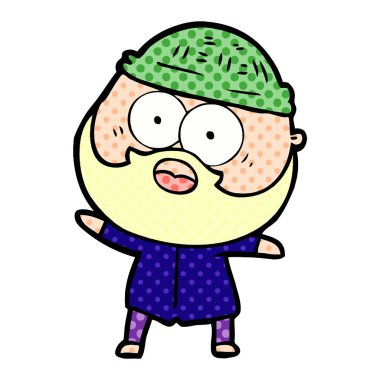 şaşırmış sakallı adam çizgi film