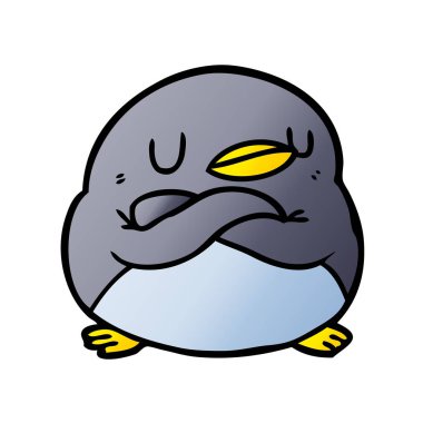 karikatür penguen çapraz kolları olan