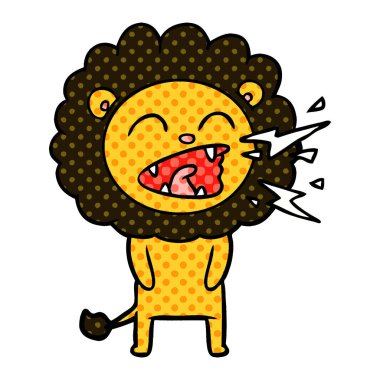 vektör çizim karikatür kükreyen aslan