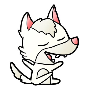 vektör çizim karikatür kurt gülen