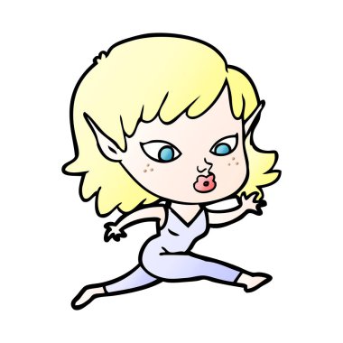 kaçan güzel karikatür elf kız