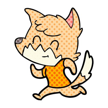 Vektör çizim karikatür mutlu Fox