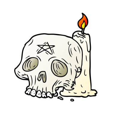 Çizgi Film ürkütücü kafatası ve mum