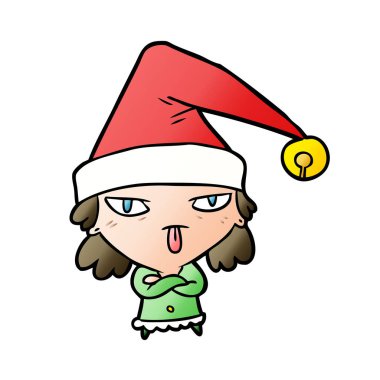 çizgi film kız giyen Noel şapka