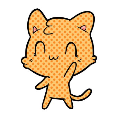 vektör çizim karikatür mutlu kedi