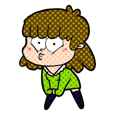 vektör çizim karikatür kız ıslık