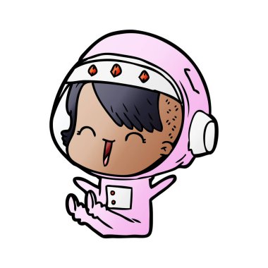 mutlu karikatür alan kız