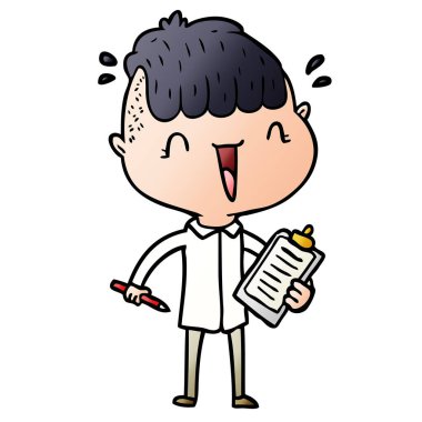 karikatür mutlu çocuk şaşırmış