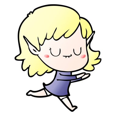 mutlu karikatür elf kız poz