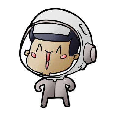 mutlu karikatür astronot vektör çizim