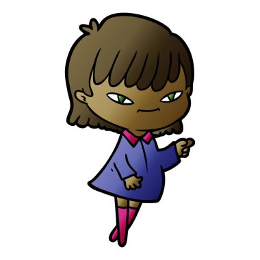 Çizgi filmdeki kadının vektör çizimi