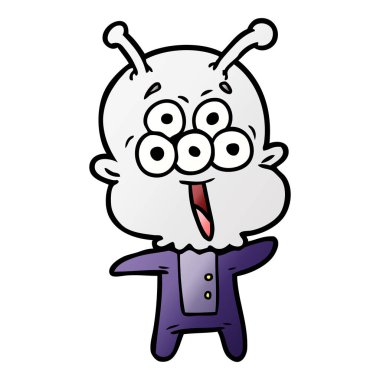 mutlu çizgi film uzaylı vektör çizim