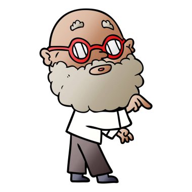 çizgi film meraklı adam sakal ve gözlük