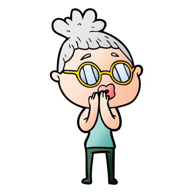 Çizgi filmdeki gözlüklü kadın.