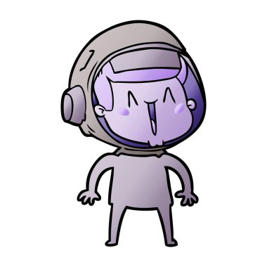 mutlu karikatür astronot vektör çizim