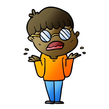 çizgi film karışık çocuk gözlük takıyor