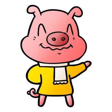 gergin çizgi film domuz giyen eşarp