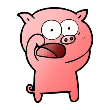 vektör çizim karikatür domuz bağırarak