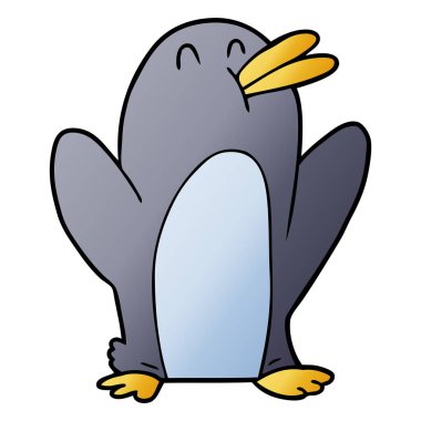 mutlu karikatür penguen vektör çizim