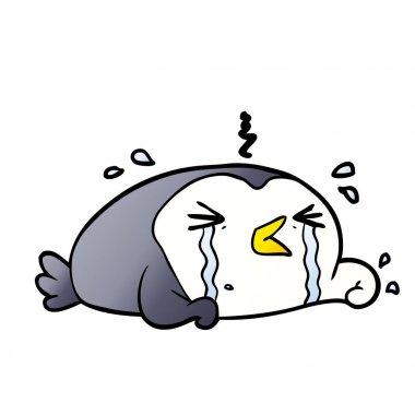 mutlu karikatür penguen vektör çizim