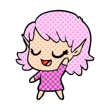 mutlu karikatür elf kızı