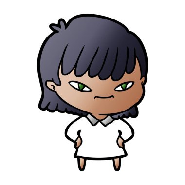 Çizgi filmdeki kadının vektör çizimi