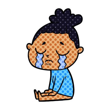 vektör çizim karikatür ağlayan kadın