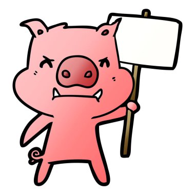 kızgın çizgi film domuz vektör çizim