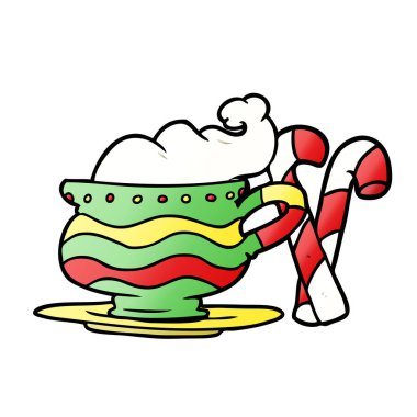 Noel kakao ile şekerler karikatür