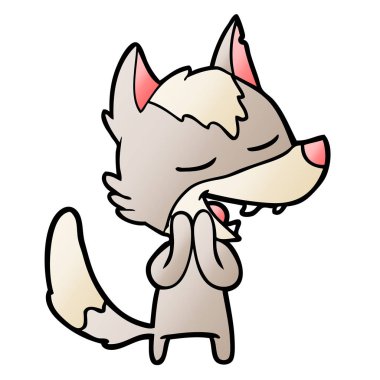 vektör çizim karikatür kurt gülen