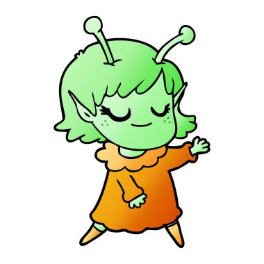 gülümseyen uzaylı kız çizgi film