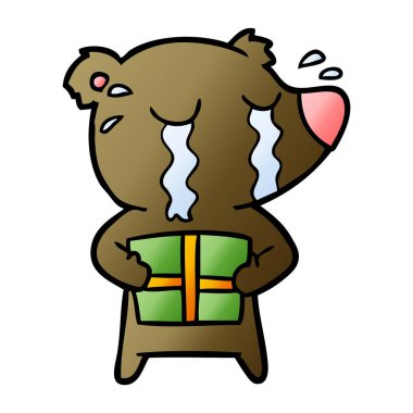 vektör çizim ayı ağlıyor çizgi film