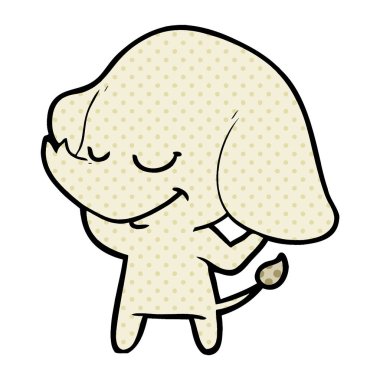 vektör çizim karikatür fil gülümseyen