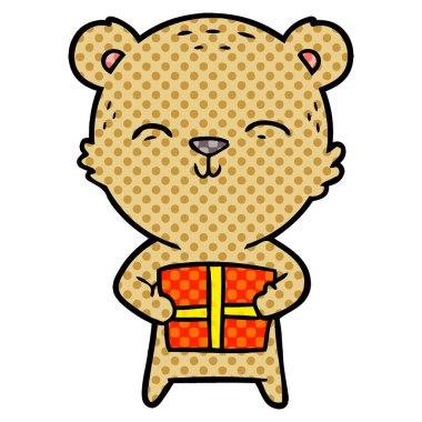 mutlu karikatür ayı vektör çizim