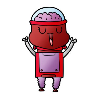 mutlu karikatür robot vektör çizim