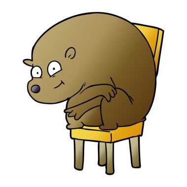 çizgi film ayı Chari üzerinde oturan