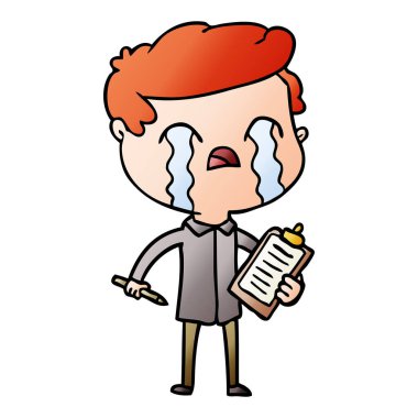 vektör çizim karikatür satıcı ağlıyor