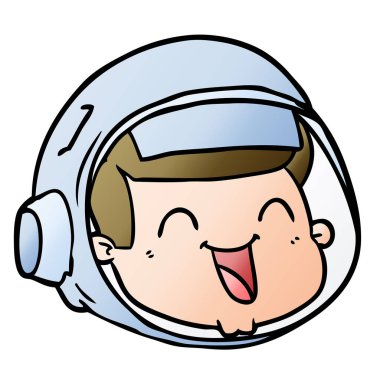 karikatür mutlu astronot yüz